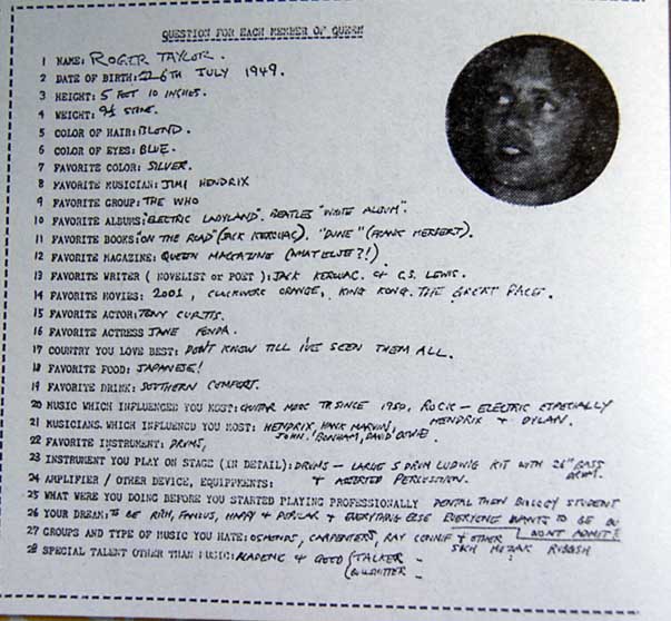 imagen de ficha rellenada por Roger Taylor